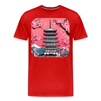 Asien Urlaub Tempel Relax - Männer Premium Bio T-Shirt - Rot - Vorne - Damien (186cm)