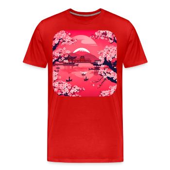Asien Weltreise Tempel Relax - Männer Premium Bio T-Shirt - Rot - Vorne - Damien (186cm)