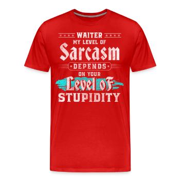 Serveur Spécialiste Travail Profession - T-shirt bio Premium Homme - rouge - Devant - Damien (186cm)