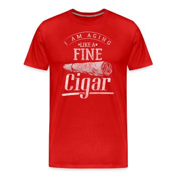 Zigarre Raucher Gentlemen Lifestyle Whiskey - Männer Premium Bio T-Shirt - Rot - Vorne - Damien (186cm)