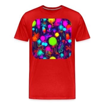 Neon Party UV Electro House Style - Men's Premium Organic T-Shirt - red - Front - Damien (186cm)