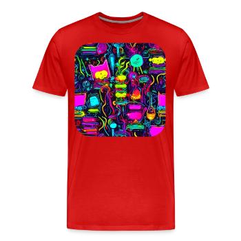 Neon Vintage Glow UV Style - Men's Premium Organic T-Shirt - red - Front - Damien (186cm)