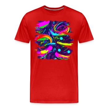 Néon style abstrait tendance UV - T-shirt bio Premium Homme - rouge - Devant - Damien (186cm)
