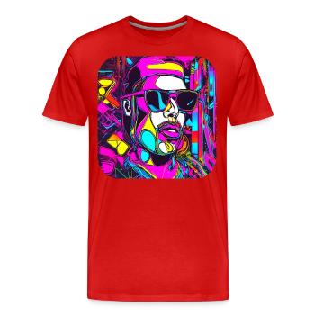 Neon Style UV Glow Party Trend - Men's Premium Organic T-Shirt - red - Front - Damien (186cm)