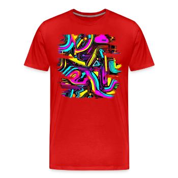 Neon Design Abstract UV House Style - Men's Premium Organic T-Shirt - red - Front - Damien (186cm)