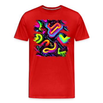 Neon Party Oldschool Color Glow UV - Men's Premium Organic T-Shirt - red - Front - Damien (186cm)