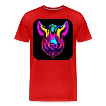 Neon Motif Luminous UV House Party - Men's Premium Organic T-Shirt - red - Front - Damien (186cm)