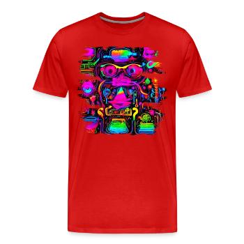 Neon Party UV Electro House Style - Men's Premium Organic T-Shirt - red - Front - Damien (186cm)