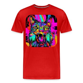Neon Farben Bunt Kreativ Style Glow - Männer Premium Bio T-Shirt - Rot - Vorne - Damien (186cm)