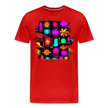 Neon Colorful Glow Party Electro - Männer Premium Bio T-Shirt - Rot - Vorne - Damien (186cm)