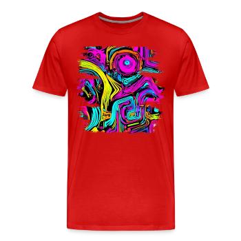 Neon Party UV Electro House Style - Men's Premium Organic T-Shirt - red - Front - Damien (186cm)