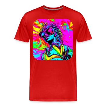 Neon Funky Pop Star Glow Party - Männer Premium Bio T-Shirt - Rot - Vorne - Damien (186cm)