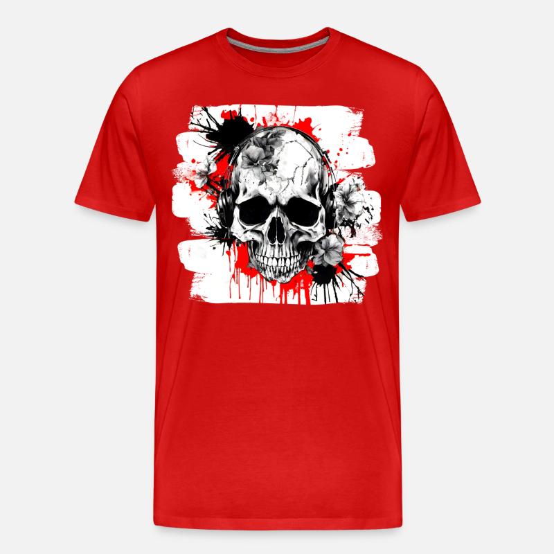 crâne éclaboussure trash polka tattoo - T-shirt bio Premium Homme - rouge