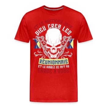 Réunion 8ème Jour - T-shirt bio Premium Homme - rouge - Devant - Damien (186cm)