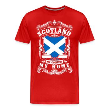 Scotland - My country - My home - T-shirt bio Premium Homme - rouge - Devant - Damien (186cm)