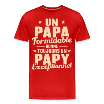 Papa Formidable - Papy Exceptionnel - T-shirt bio Premium Homme - rouge - Devant - Damien (186cm)