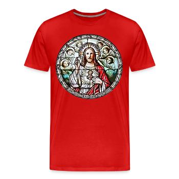SACRED HEART OF JESUS - Men's Premium Organic T-Shirt - red - Front - Damien (186cm)