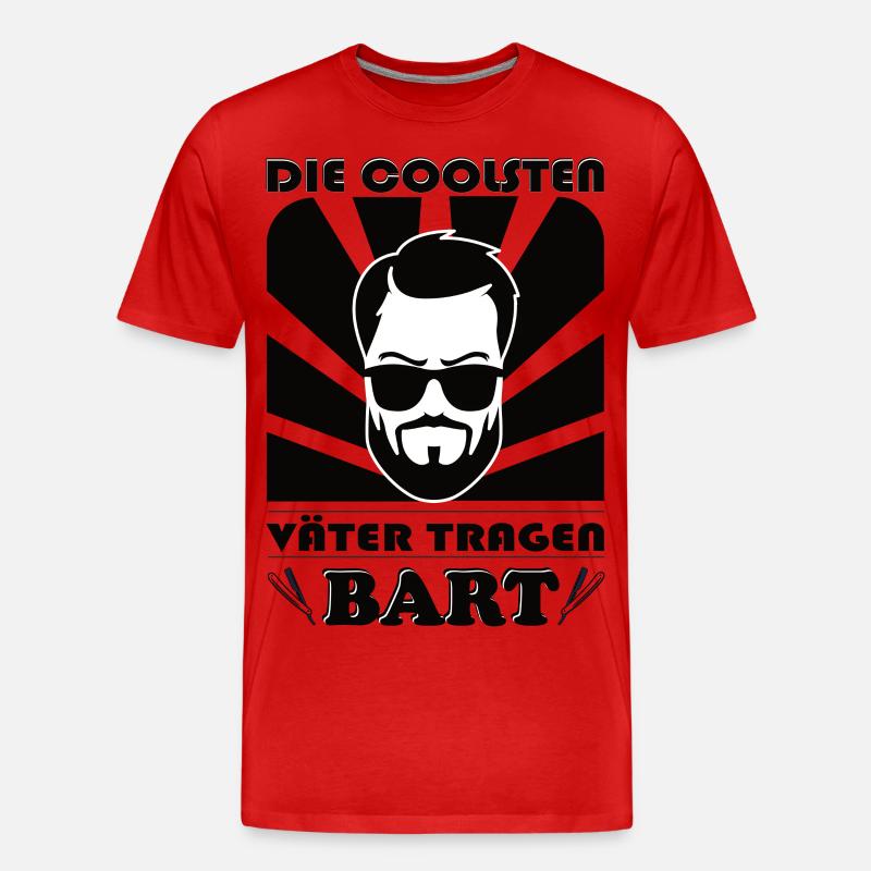 Die coolsten Väter tragen Bart - Männer Premium Bio T-Shirt - Rot