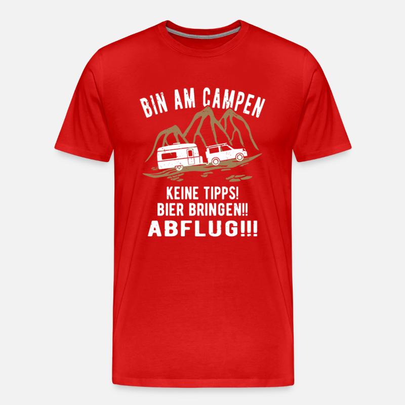 Wohnwagen Camping lustig - Männer Premium Bio T-Shirt - Rot