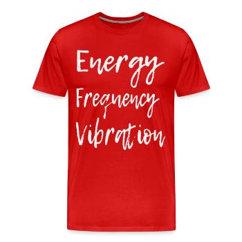 Energy Frequency Vibration Text Art - Men's Premium Organic T-Shirt - red - Front - Damien (186cm)