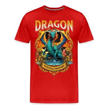 dragon, fantasy, magic, mysticism, mythology, creature - Men's Premium Organic T-Shirt - red - Front - Damien (186cm)