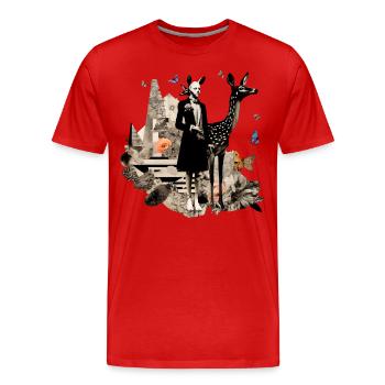 Deer Emily - Männer Premium Bio T-Shirt - Rot - Vorne - Damien (186cm)