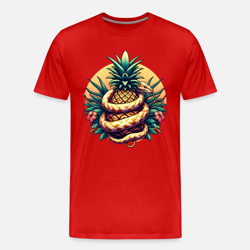 Python around pineapple - Men's Premium Organic T-Shirt - red