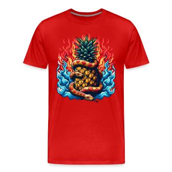 Serpent autour d’un ananas - T-shirt bio Premium Homme - rouge - Devant - Damien (186cm)