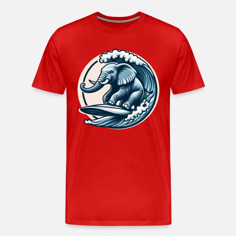 Surfender Elefant - Männer Premium Bio T-Shirt - Rot