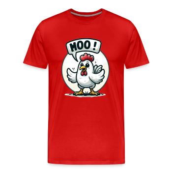 The chicken makes moo - Men's Premium Organic T-Shirt - red - Front - Damien (186cm)