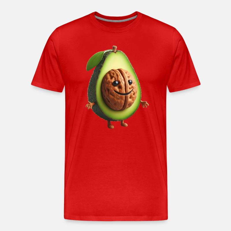 Cute avocado with walnut kernel! - Men's Premium Organic T-Shirt - red