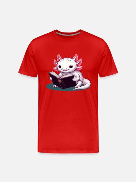 Reading Axolotl - Men's Premium Organic T-Shirt - red