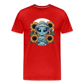 Alien Bandana Tournesols Science-fiction - T-shirt bio Premium Homme - rouge - Devant - Damien (186cm)