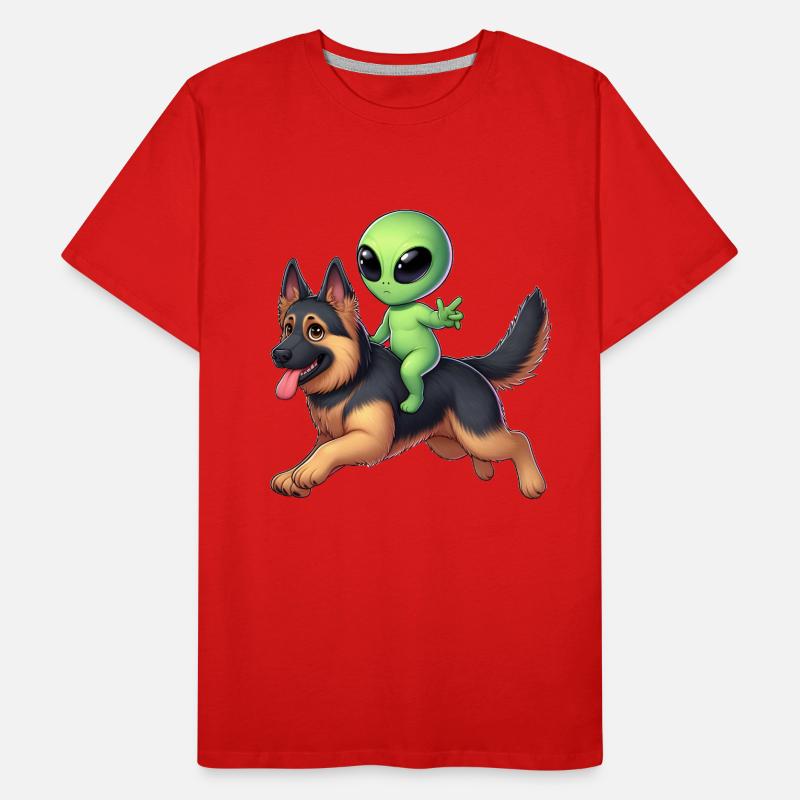 Alien on German Shepherd Men's Premium Organic T-Shirt