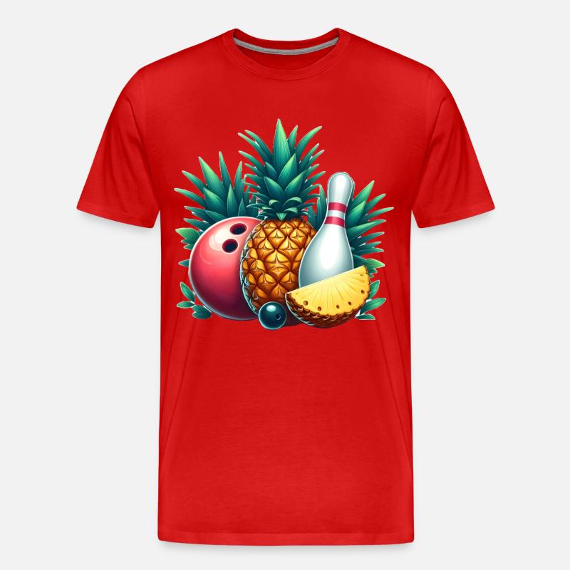 Bowlingkugel und Ananas - Männer Premium Bio T-Shirt - Rot