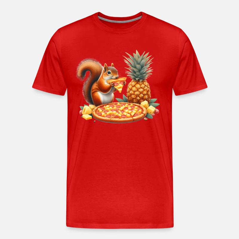Eichhörnchen genießt Pizza - Männer Premium Bio T-Shirt - Rot