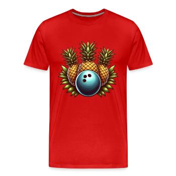 Tropische Bowlingkugel und Ananas - Männer Premium Bio T-Shirt - Rot - Vorne - Damien (186cm)