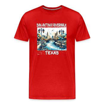 San Antonio Riverwalk, Texas - Männer Premium Bio T-Shirt - Rot - Vorne - Damien (186cm)