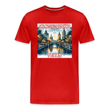 San Antonio Riverwalk, Texas - Männer Premium Bio T-Shirt - Rot - Vorne - Damien (186cm)