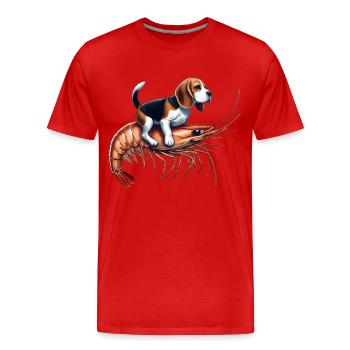 Beagle reitet auf Shrimp - Männer Premium Bio T-Shirt - Rot - Vorne - Damien (186cm)