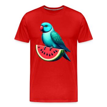 Indischer Ringhals Papagei Wassermelone - Männer Premium Bio T-Shirt - Rot - Vorne - Damien (186cm)