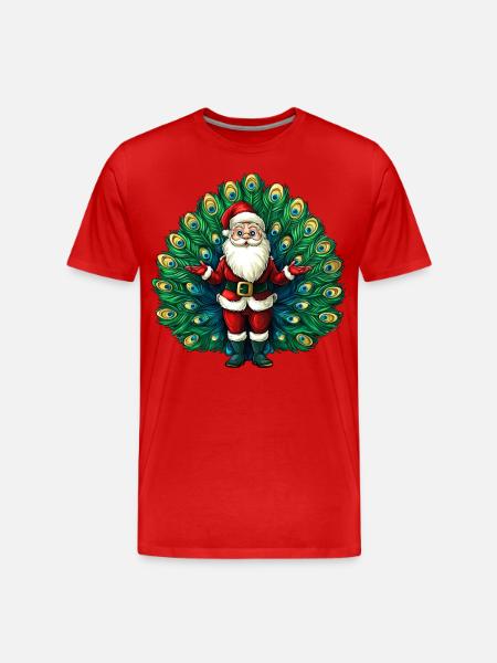 Weihnachtsmann Vogelstrauss - Männer Premium Bio T-Shirt - Rot