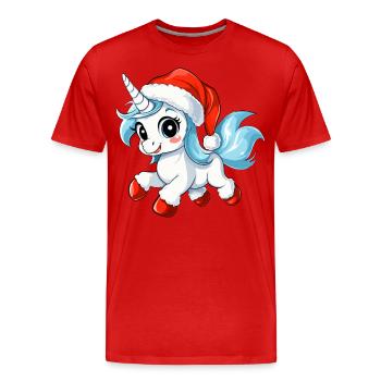 Christmas Unicorns - Men's Premium Organic T-Shirt - red - Front - Damien (186cm)