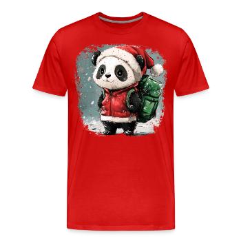 Pandas Christmas - Men's Premium Organic T-Shirt - red - Front - Damien (186cm)