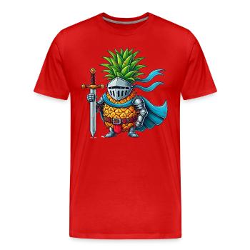 Pineapple Knight - Men's Premium Organic T-Shirt - red - Front - Damien (186cm)