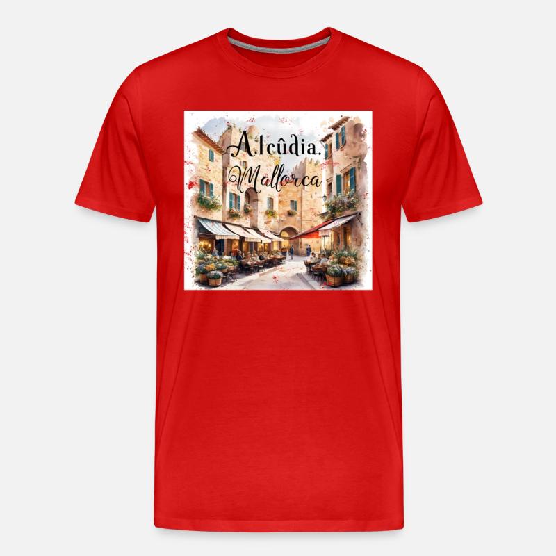 Alcudia Mallorca - Männer Premium Bio T-Shirt - Rot