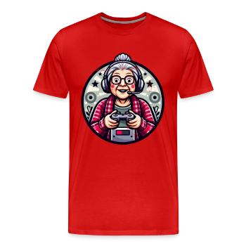 Gamer Oma - Männer Premium Bio T-Shirt - Rot - Vorne - Damien (186cm)