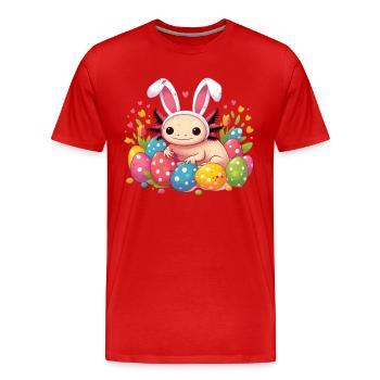 Vintage Oster Axolotl - Frohe Ostern - Männer Premium Bio T-Shirt - Rot - Vorne - Damien (186cm)