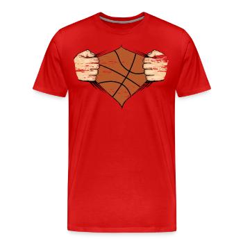 Basketball Design utilisé - T-shirt bio Premium Homme - rouge - Devant - Damien (186cm)