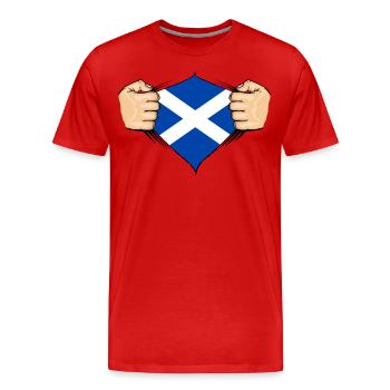 Scotland Flag Design - Men's Premium Organic T-Shirt - red - Front - Damien (186cm)